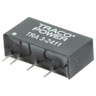 TRACOPOWER DC/DC Converter 15V DC Output 200mA 24V DC Input 3W Through Hole TRA 3-2413