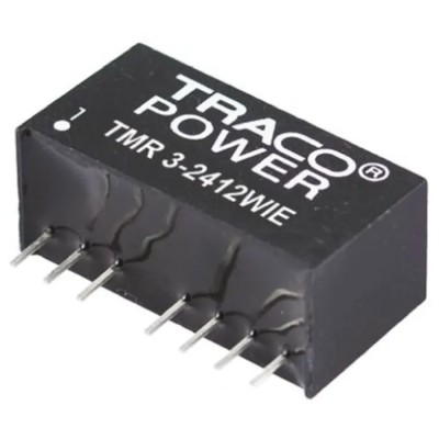TRACOPOWER 3W Regulated Isolated SIP-8 DC/DC Converter 5V 600mA 18-36V Input Through Hole TMR 3-2411HI