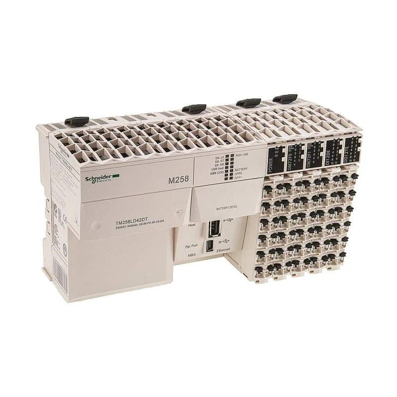 Schneider Electric Modicon M258 Series PLC CPU, 26 Digital Inputs, 16 Digital Outputs, DIN Rail Mount TM258LD42DT