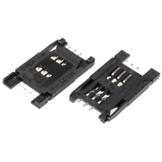Amphenol Communications Solutions S10 6 Way SIM Memory Card Connector, Surface Mount Solder, 2.54mm Pitch 7111S2015X02LF
