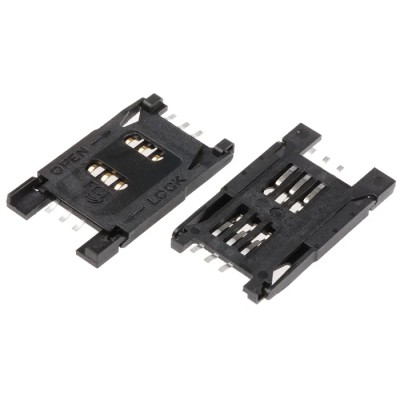 Amphenol Communications Solutions S10 6 Way SIM Memory Card Connector, Surface Mount Solder, 2.54mm Pitch 7111S2015X02LF
