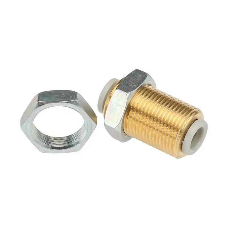 SMC Pneumatic Fitting Bulkhead Union Brass 6 mm Push-in Connections M14 x 1 Thread KQ2E06-00A