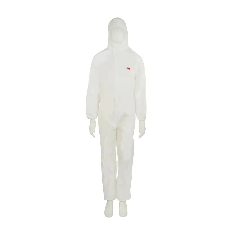 3M White Disposable Coverall, Unisex, 115 to 124 cm Chest Size, Hooded, Dust Protection, Waterproof, Anti-Static 7000089665