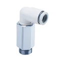 SMC KQ2 Series Brass Pneumatic Fitting Male, 10-32 UNF Thread, 3mm Push-in, 90° Elbow KQ2L03-32A