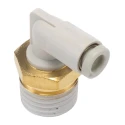 SMC ElectroLess Nickel Plated Brass Pneumatic Fitting, Male Thread R 1/4 in, 4mm Push-in, 90° Elbow KQ2L04-02AS
