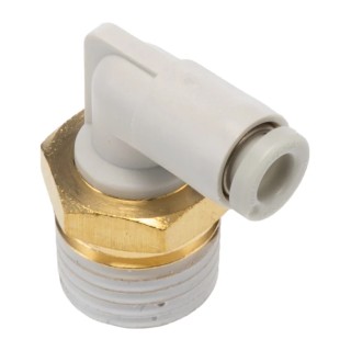SMC ElectroLess Nickel Plated Brass Pneumatic Fitting, Male Thread R 1/4 in, 4mm Push-in, 90° Elbow KQ2L04-02AS