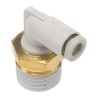 SMC ElectroLess Nickel Plated Brass Pneumatic Fitting, Male Thread R 1/4 in, 4mm Push-in, 90° Elbow KQ2L04-02AS