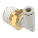 SMC ElectroLess Nickel Plated Brass Pneumatic Fitting, Male Thread R 1/4 in, 4mm Push-in, 90° Elbow KQ2L04-02AS