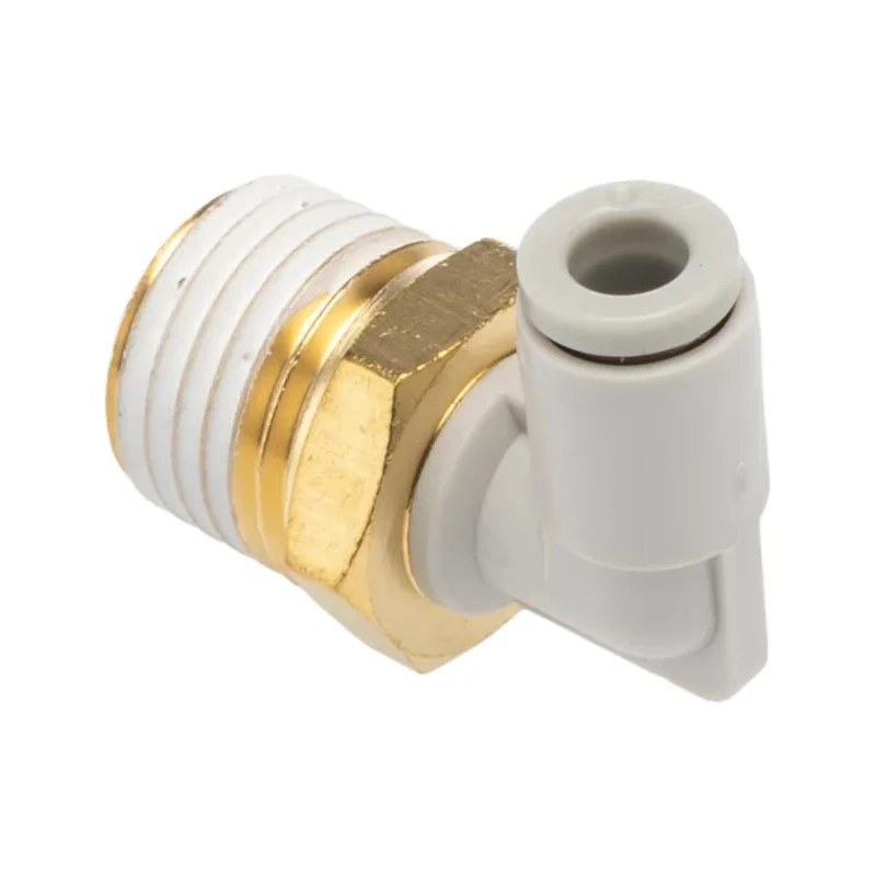 SMC ElectroLess Nickel Plated Brass Pneumatic Fitting, Male Thread R 1/4 in, 4mm Push-in, 90° Elbow KQ2L04-02AS
