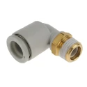 SMC KQ2 Series Brass Pneumatic Fitting Male 8mm Push-in Threaded-to-Tube R1/8 90° KQ2L08-01AS