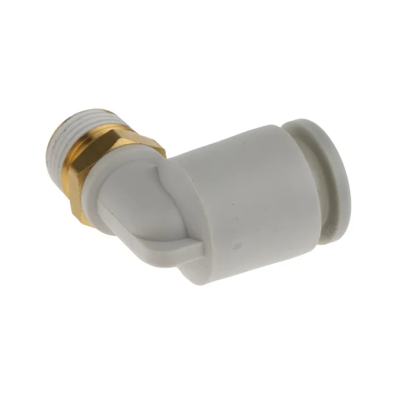 SMC KQ2 Series Brass Pneumatic Fitting Male 8mm Push-in Threaded-to-Tube R1/8 90° KQ2L08-01AS
