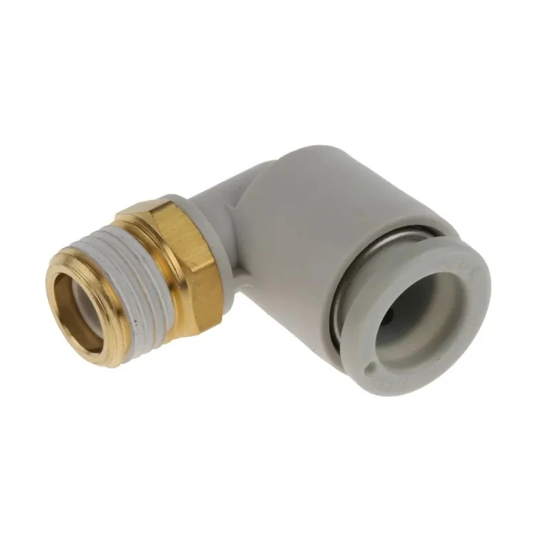 SMC KQ2 Series Brass Pneumatic Fitting Male 8mm Push-in Threaded-to-Tube R1/8 90° KQ2L08-01AS