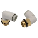 SMC Brass Pneumatic Fitting Male 1/8 in UNF Thread, 6mm Push-in Tube Connection, 90° Angle, Electroless Nickel KQ2L06-U01A