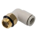 SMC Brass Pneumatic Fitting Male 1/8 in UNF Thread, 6mm Push-in Tube Connection, 90° Angle, Electroless Nickel KQ2L06-U01A