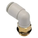 SMC Brass Pneumatic Fitting Male 1/8 in UNF Thread, 6mm Push-in Tube Connection, 90° Angle, Electroless Nickel KQ2L06-U01A