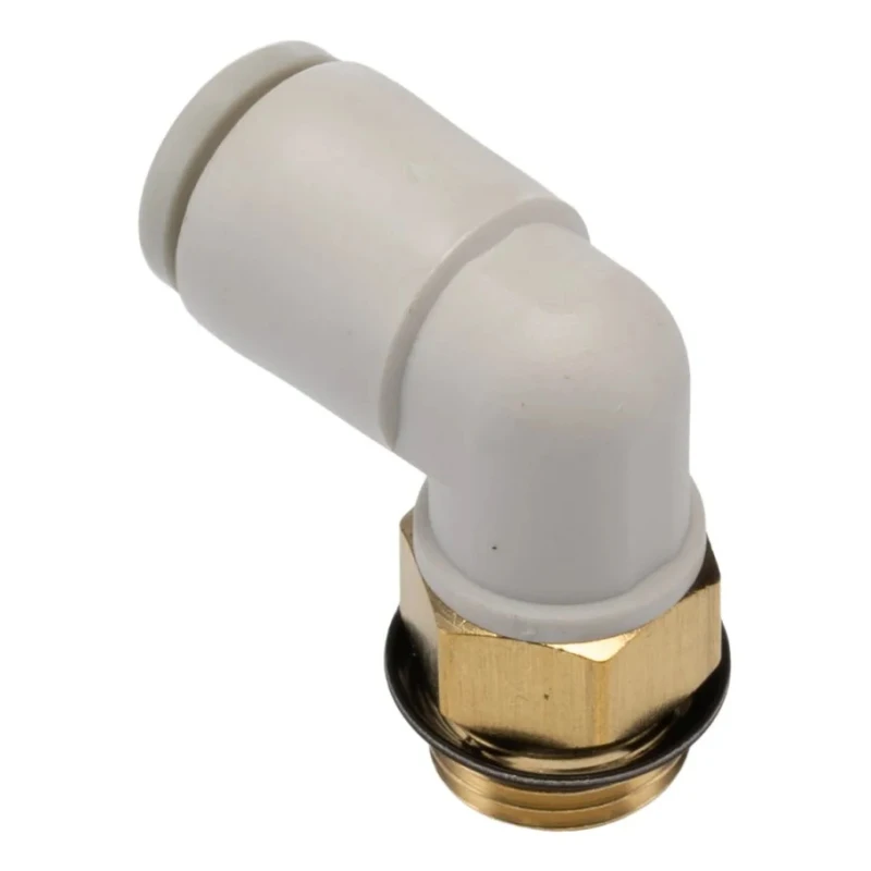 SMC Brass Pneumatic Fitting Male 1/8 in UNF Thread, 6mm Push-in Tube Connection, 90° Angle, Electroless Nickel KQ2L06-U01A