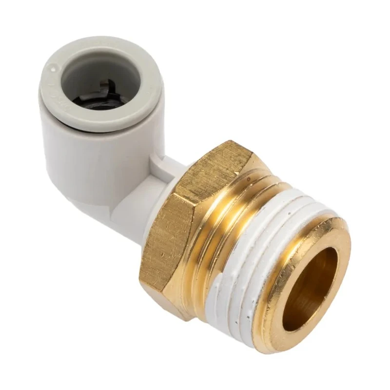SMC Electroless Nickel Plated Brass Pneumatic Fitting R 1/2 in Thread Male to 10mm Push-in Tube KQ2L10-04AS