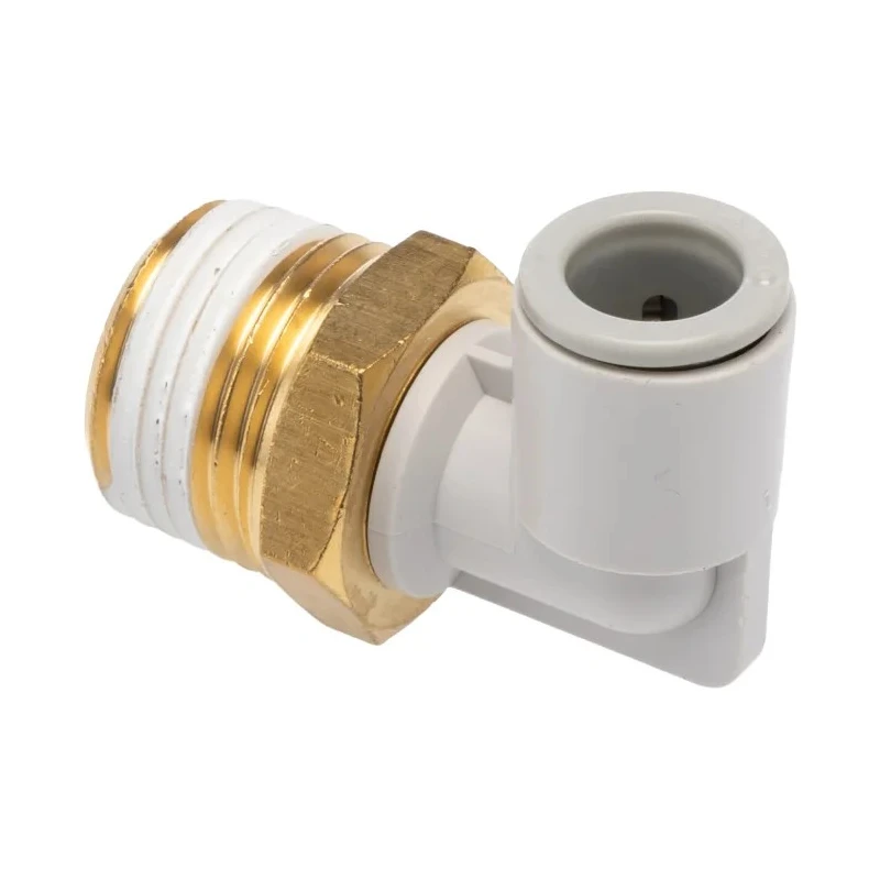 SMC Electroless Nickel Plated Brass Pneumatic Fitting R 1/2 in Thread Male to 10mm Push-in Tube KQ2L10-04AS