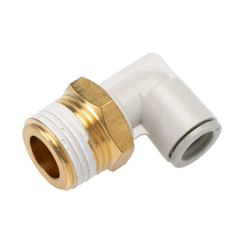 SMC Electroless Nickel Plated Brass Pneumatic Fitting R 1/2 in Thread Male to 10mm Push-in Tube KQ2L10-04AS