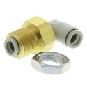 SMC Brass Pneumatic Fitting Male M14 x 1 Thread, 6mm Push-in Tube Connection, 90° Angle, Electroless Nickel KQ2LE06-00A