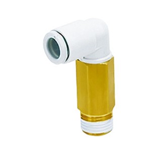 SMC Brass Pneumatic Fitting Male R 1/8 In Threaded-to-Tube Push-in 6mm Connection KQ2W06-01AS
