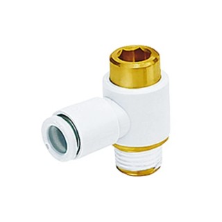 SMC KQ2 Series Brass Pneumatic Fitting Male R 1/8 in Threaded-to-Tube 6mm Push-in KQ2VS06-01AS