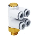 SMC Brass Pneumatic Fitting Male R 1/8 in Threaded-to-Tube 4 mm Push-In Electroless Nickel Plated KQ2ZD04-01AS