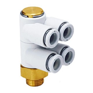 SMC Brass Pneumatic Fitting Male R 1/8 in Threaded-to-Tube 4 mm Push-In Electroless Nickel Plated KQ2ZD04-01AS