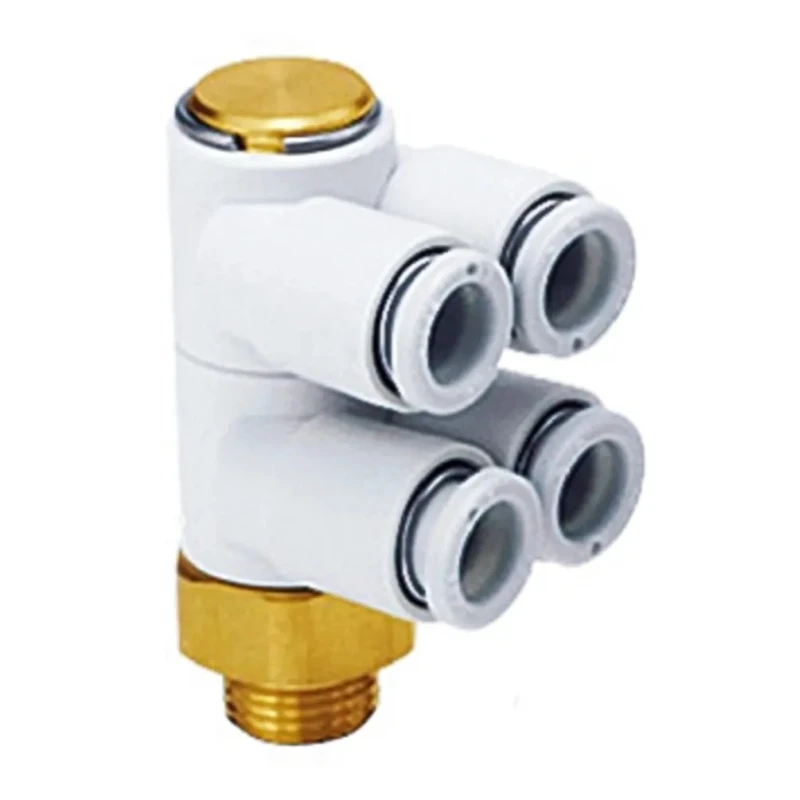 SMC Brass Pneumatic Fitting Male R 1/8 in Threaded-to-Tube 4 mm Push-In Electroless Nickel Plated KQ2ZD04-01AS