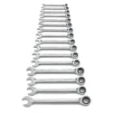 GearWrench 16-Piece Combination Ratchet Spanner Set 8 to 24 mm Alloy Steel 9416