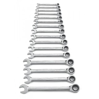 GearWrench 16-Piece Combination Ratchet Spanner Set 8 to 24 mm Alloy Steel 9416