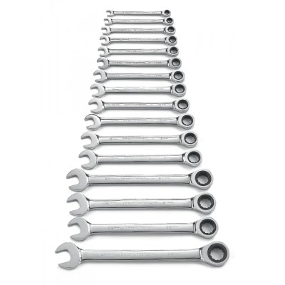 GearWrench 16-Piece Combination Ratchet Spanner Set 8 to 24 mm Alloy Steel 9416