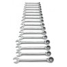 GearWrench 16-Piece Combination Ratchet Spanner Set 8 to 24 mm Alloy Steel 9416