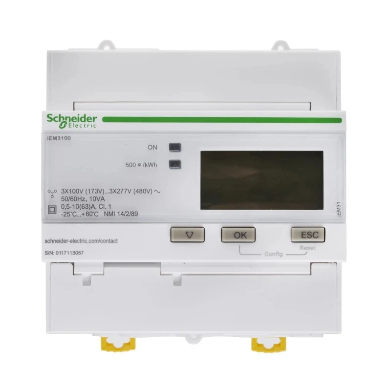 Schneider Electric 3 Phase Digital LCD Energy Meter PM1000 Series A9MEM3100
