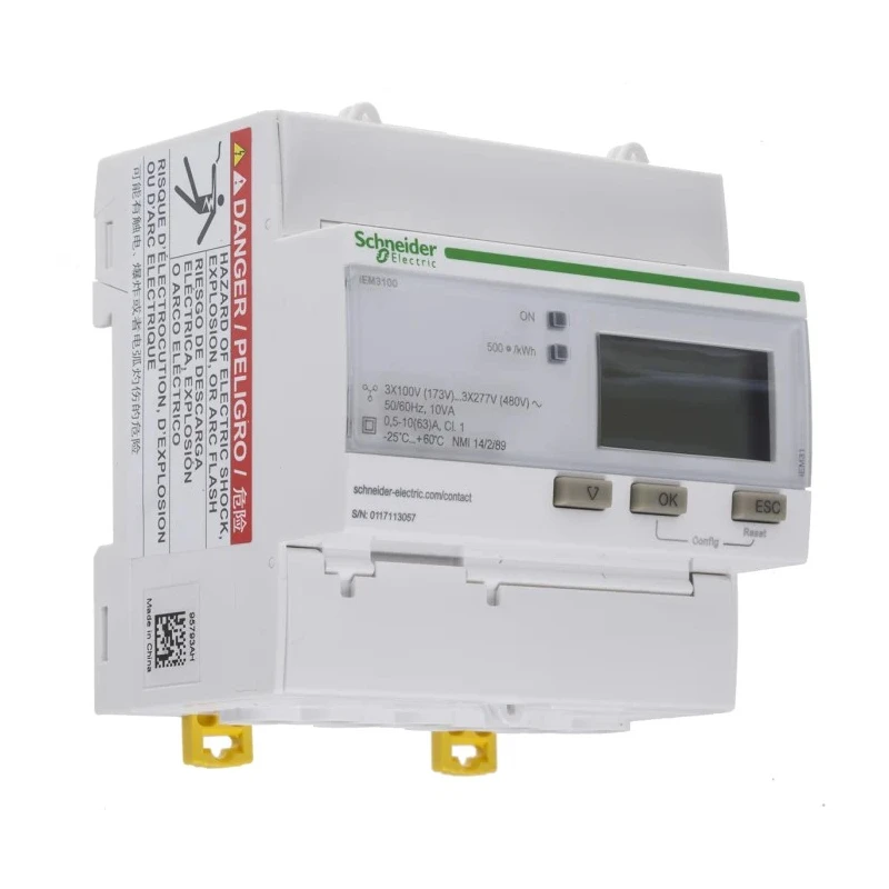 Schneider Electric 3 Phase Digital LCD Energy Meter PM1000 Series A9MEM3100