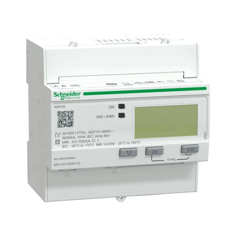 Schneider Electric 3 Phase Digital LCD Energy Meter PM1000 Series A9MEM3100