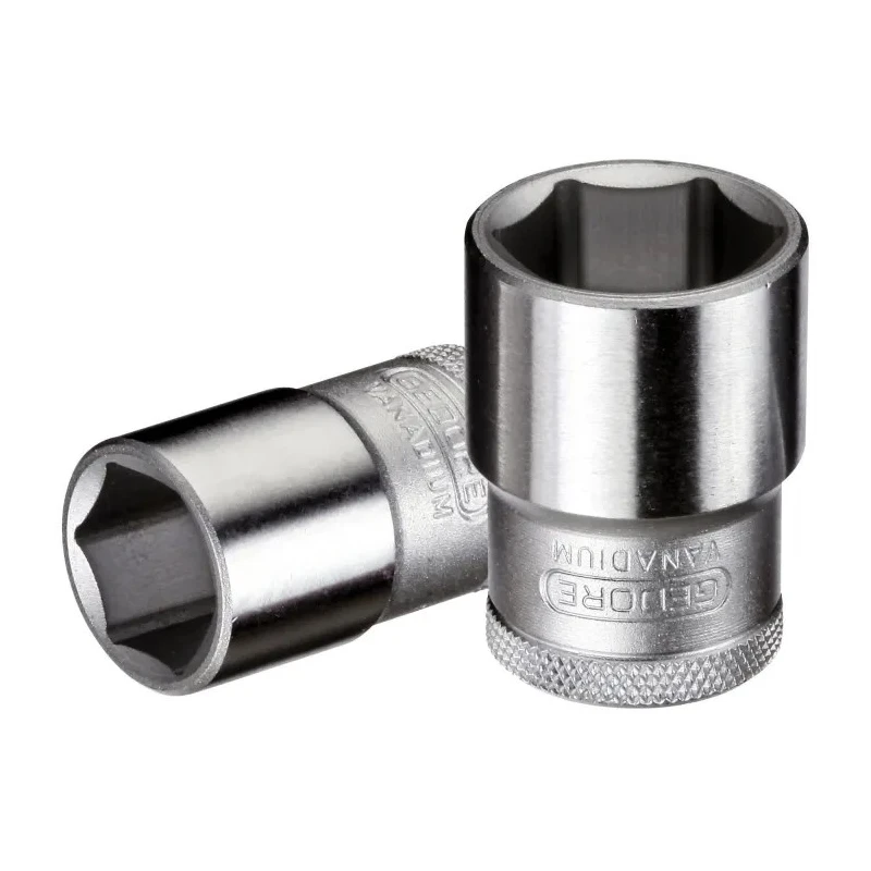 Gedore 1/2 in Drive 17 mm 6 Point Square Socket, Chrome Vanadium Steel, 15mm Overall Length 19 17