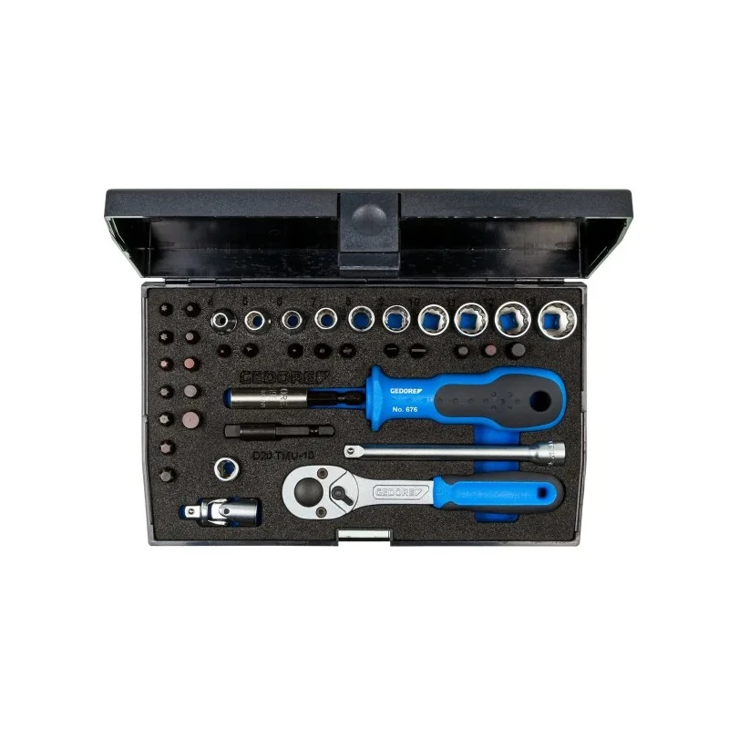 Gedore 40-Piece 1/4 in Hexagon Short Chrome Vanadium Steel Socket Set D 20 TMU-10