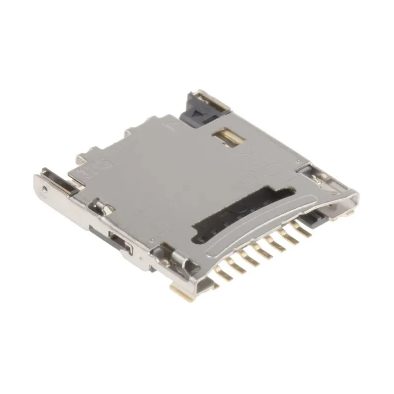Hirose DM3 8 Way Right Angle Hinged MicroSD Memory Card Connector, Surface Mount, Gold Plated Contacts DM3CS-SF