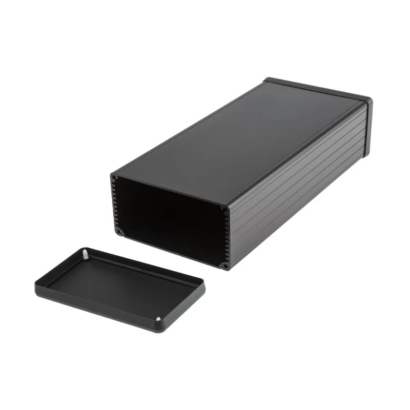 Hammond Black Aluminium Enclosure with Black Lid IP54 53 mm x 220 mm x 103 mm 