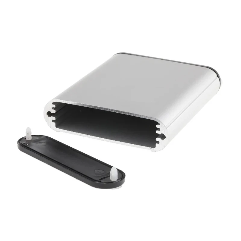 Hammond 1455 Series Aluminium Enclosure with Silver Body and Black Lid, IP54, 19 mm x 81 mm x 72 mm 1455B802