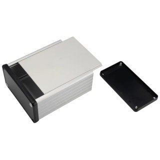 Hammond 1455 Series Aluminium Enclosure IP54 Silver Black Lid 53 mm x 120 mm x 103 mm 1455N1202