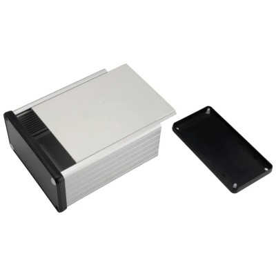 Hammond 1455 Series Aluminium Enclosure IP54 Silver Black Lid 53 mm x 120 mm x 103 mm 1455N1202