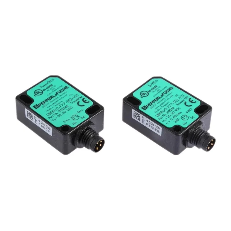 Pepperl + Fuchs Block Ultrasonic Proximity Sensor M8 x 1 Thread 800 mm Detection 200mA PNP Output 30V DC UBE800-F77-SE2-V31
