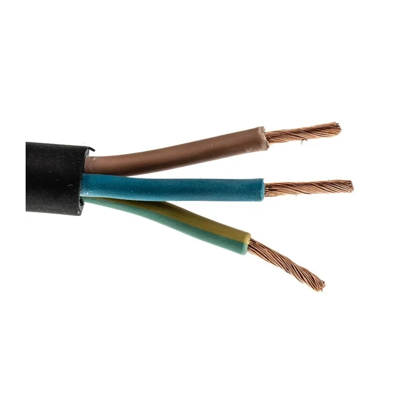 RS PRO Rubber Insulated Flexible 3 Core Power Cable Black 4mm² 450/750V 60°C 50m H07RN-F 773-9058