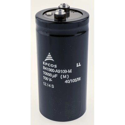 TDK Aluminium Capacitor 0.1F 63V DC Cylindrical Can Screw Mount B41560A8100M600