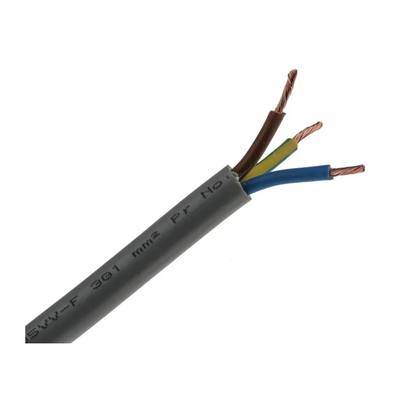 RS PRO 3 Core Grey Polyvinyl Chloride Power Cable 1 mm² 70 °C 100 m 300 V, 500 V 775-5889