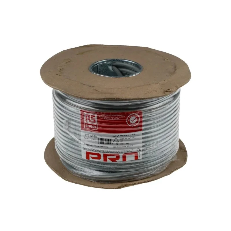RS PRO 3 Core Grey Polyvinyl Chloride Power Cable 1 mm² 70 °C 100 m 300 V, 500 V 775-5889