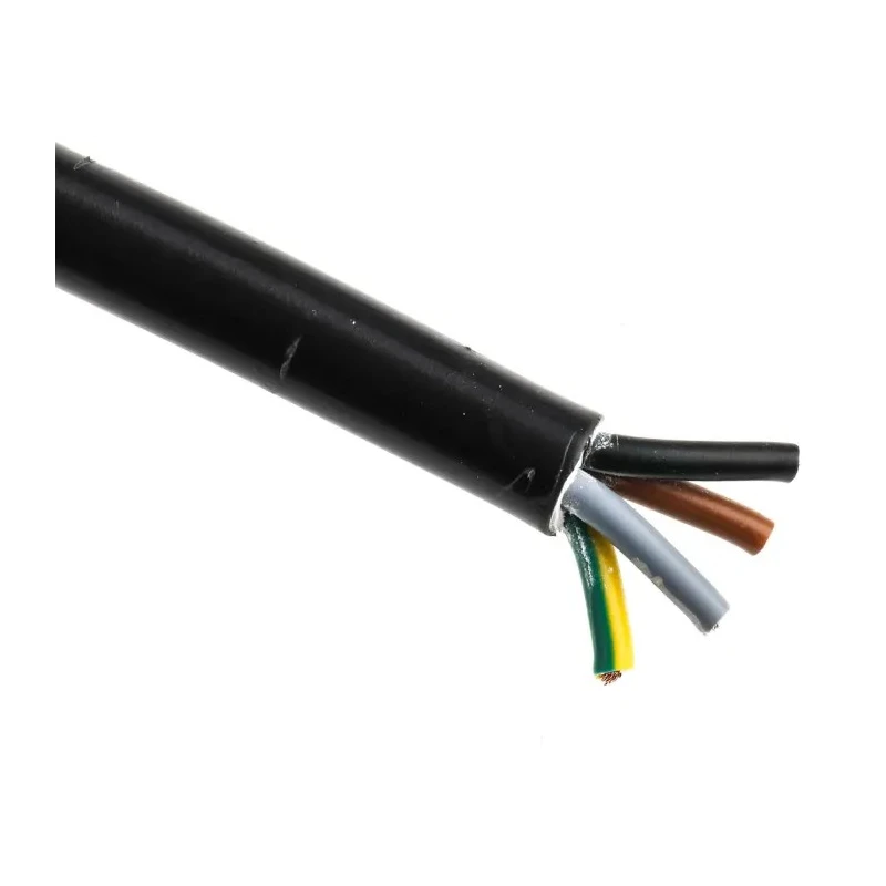 RS PRO 4 Core Power Cable 1.5mm² Black PVC Jacket 70°C 100m 300, 500V 775-6157
