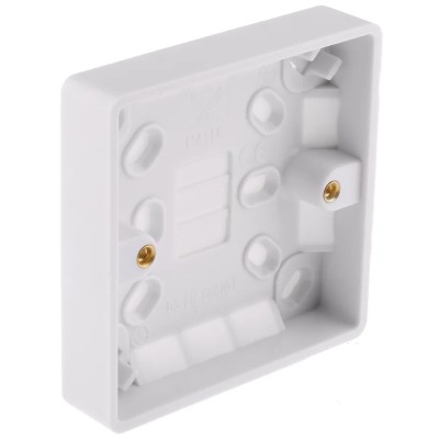 MK Electric RS PRO 1 Gang Urea Formaldehyde Back Box, BS Standard, IP20 Rating, Surface Mount, 86.6mm x 86.6mm x 775-8103